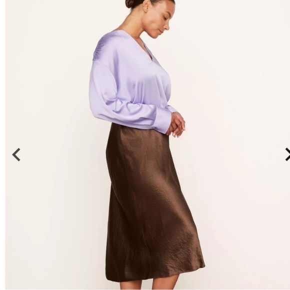 New! Vince satin Slip Midi Skirt Nut Brown silk 1X plus size nwot 33409 - Picture 4 of 13